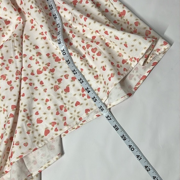 CIDER Baby Doll Top Size XL Pink and White Floral V Neck Short Sleeve - Picture 11 of 11